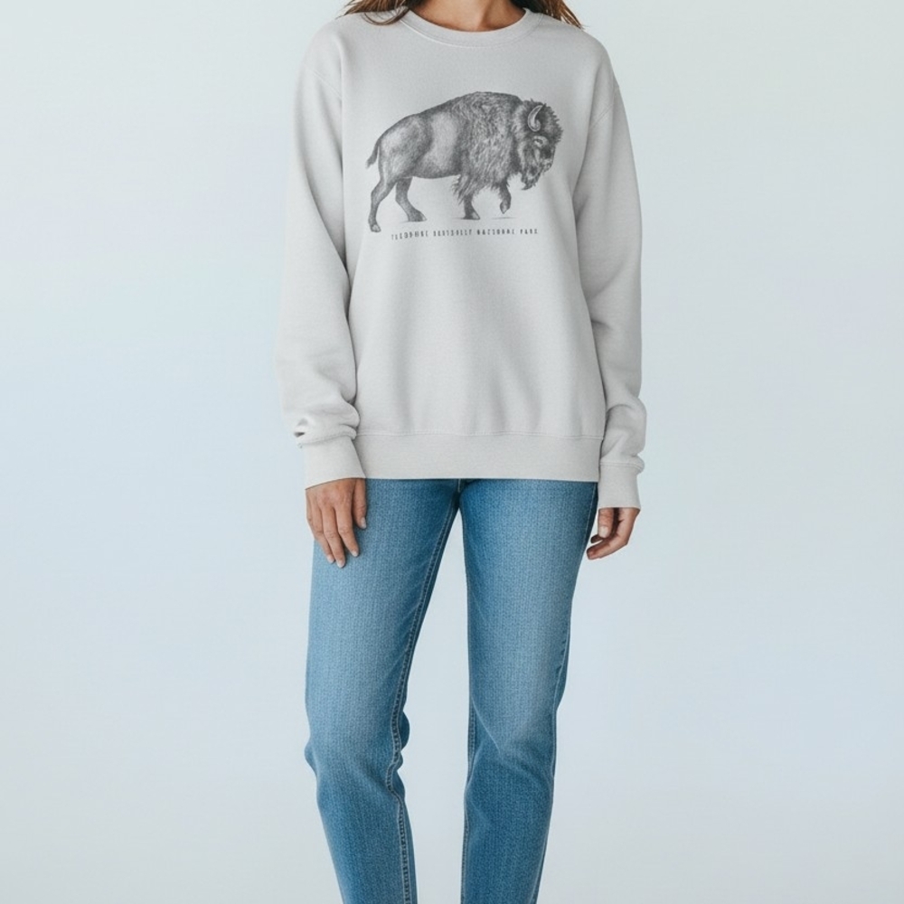 Light Gray Buffalo Graphic Sweatshirt